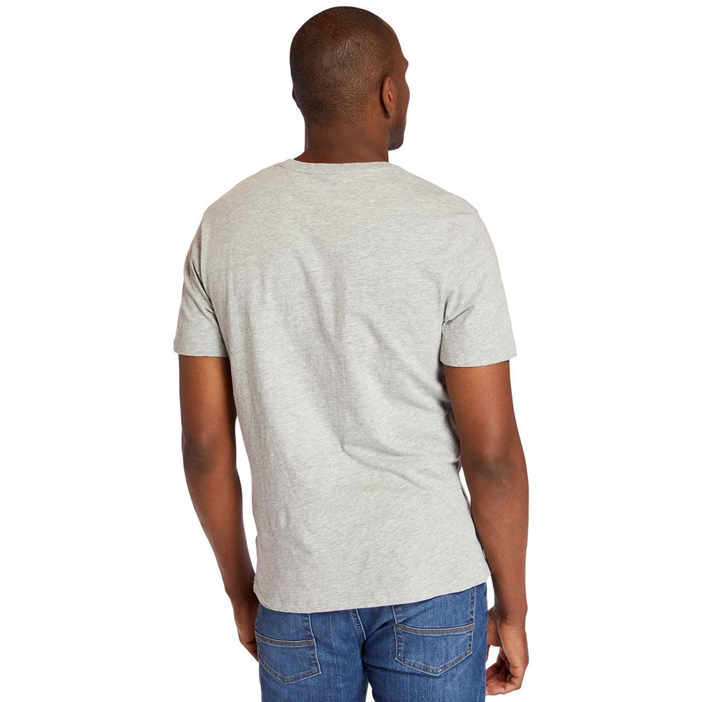 Timberland Mens T-Shirts Embroidered Logo - Grey - India AI4253109